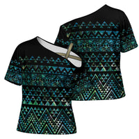 Maori Niho Taniwha Te Wheiao Cross Shoulder Shirt Paua Shell - Polynesian Pride