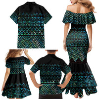 Maori Niho Taniwha Te Wheiao Family Matching Mermaid Dress and Hawaiian Shirt Paua Shell - Polynesian Pride