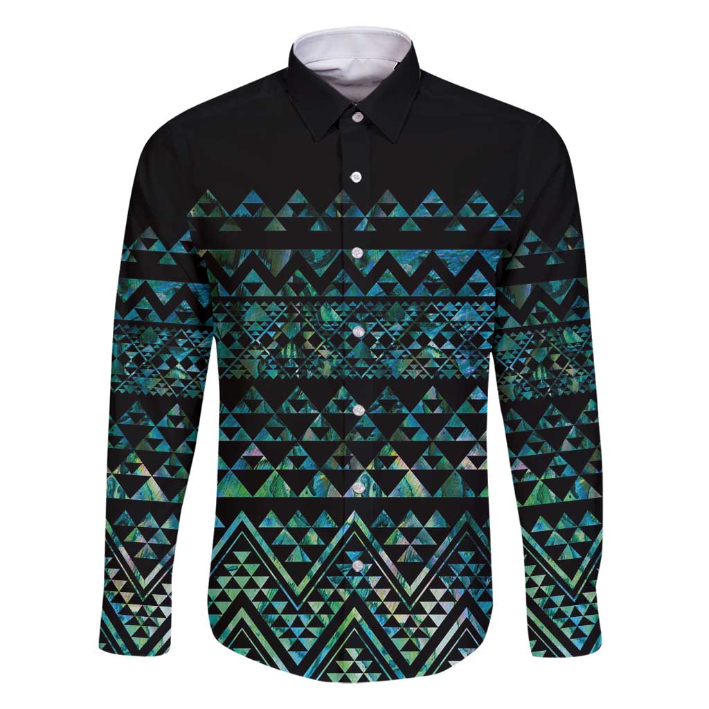 Maori Niho Taniwha Te Wheiao Family Matching Off Shoulder Maxi Dress and Hawaiian Shirt Paua Shell - Polynesian Pride