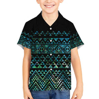 Maori Niho Taniwha Te Wheiao Family Matching Short Sleeve Bodycon Dress and Hawaiian Shirt Paua Shell - Polynesian Pride