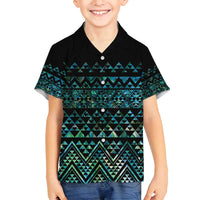 Maori Niho Taniwha Te Wheiao Family Matching Tank Maxi Dress and Hawaiian Shirt Paua Shell - Polynesian Pride