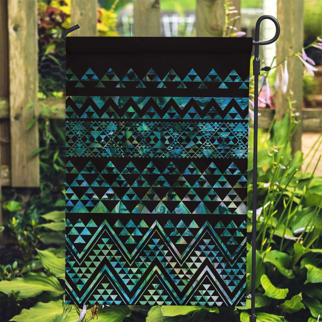 Maori Niho Taniwha Te Wheiao Garden Flag Paua Shell LT7 Garden Flag Colorful - Polynesian Pride