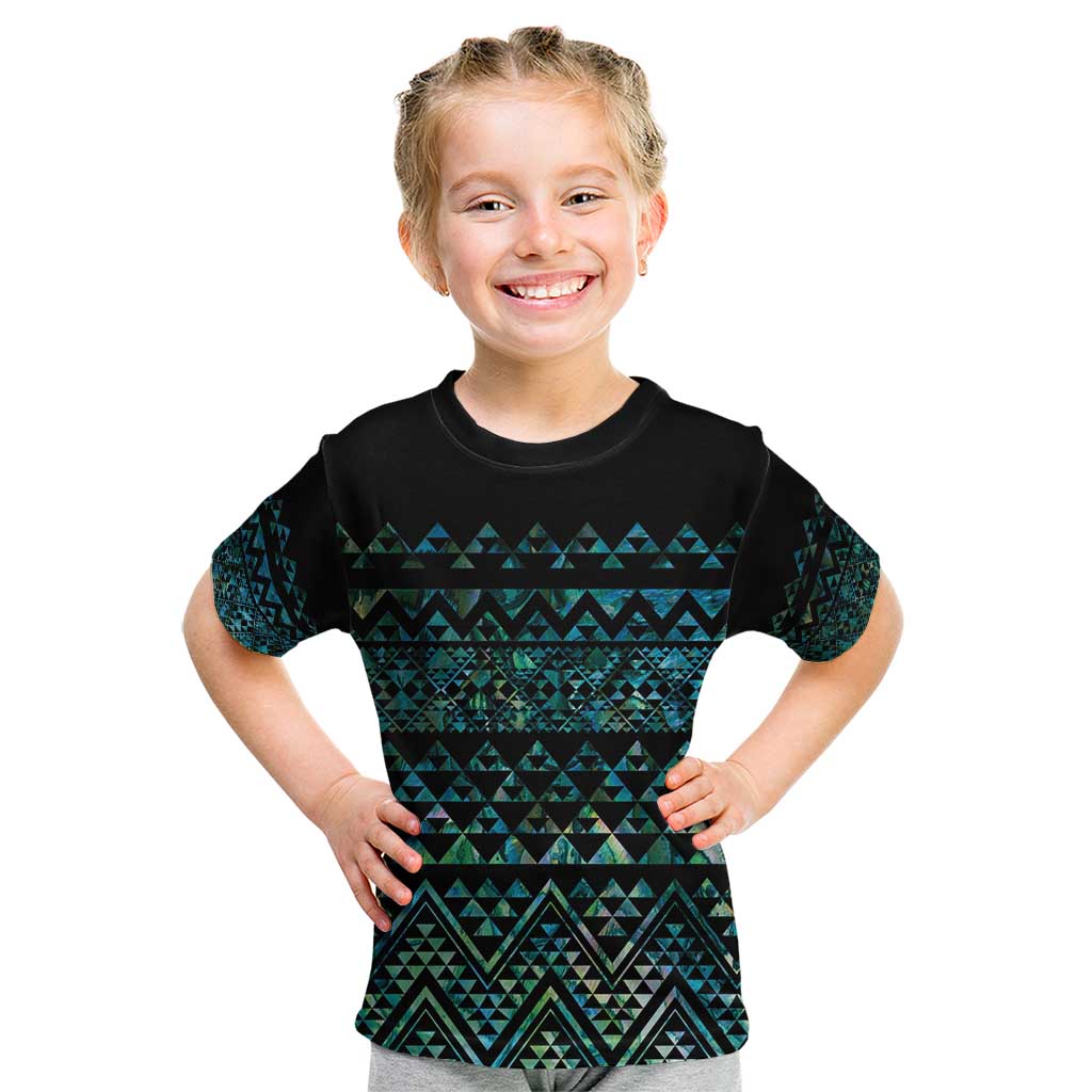 Maori Niho Taniwha Te Wheiao Kid T Shirt Paua Shell LT7 Colorful - Polynesian Pride