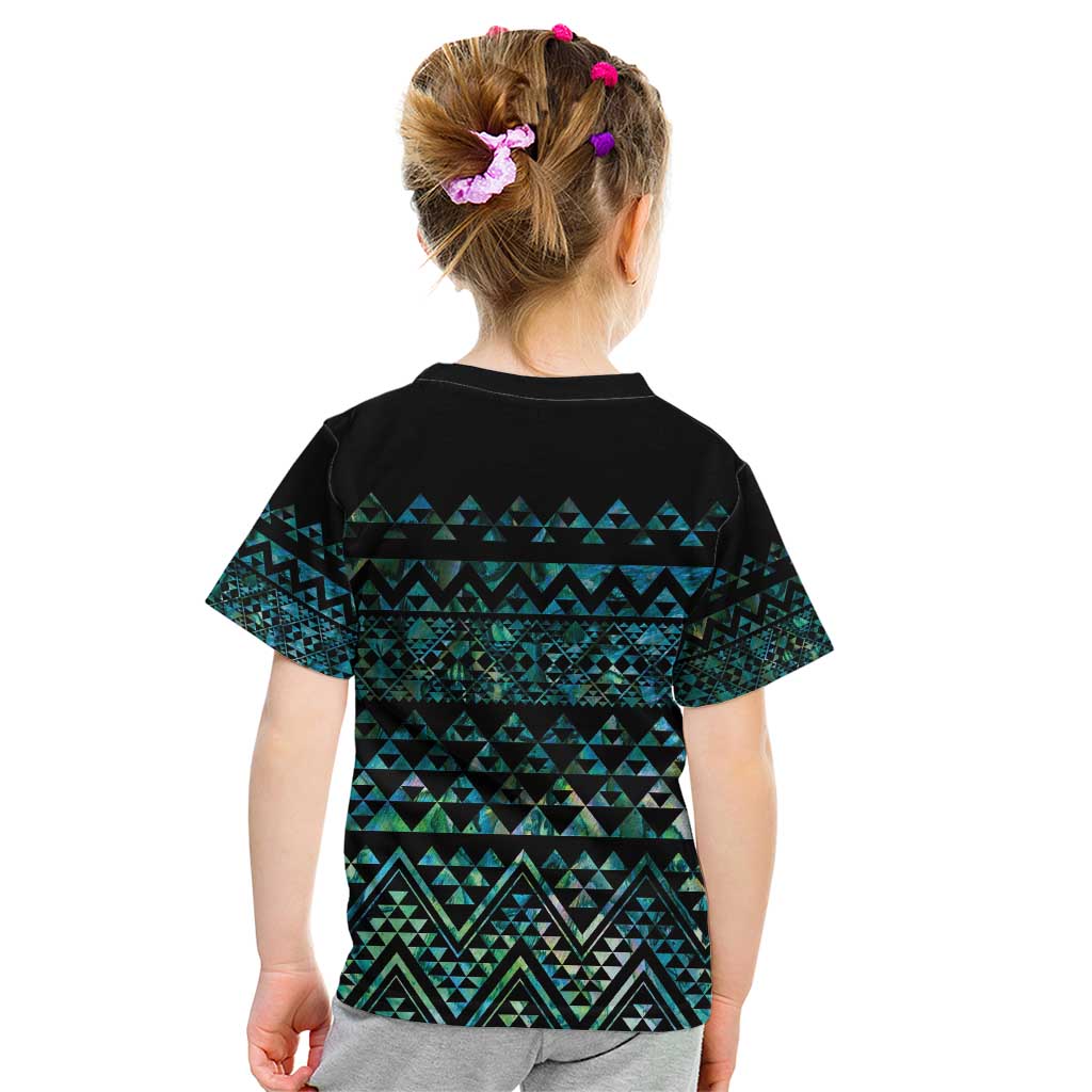 Maori Niho Taniwha Te Wheiao Kid T Shirt Paua Shell LT7 - Polynesian Pride