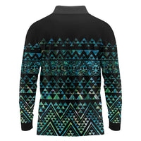 Maori Niho Taniwha Te Wheiao Long Sleeve Polo Shirt Paua Shell - Polynesian Pride