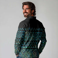 Maori Niho Taniwha Te Wheiao Long Sleeve Polo Shirt Paua Shell - Polynesian Pride