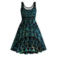 Maori Niho Taniwha Te Wheiao Midi Dress Paua Shell - Polynesian Pride