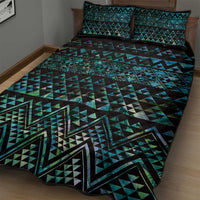 Maori Niho Taniwha Te Wheiao Quilt Bed Set Paua Shell - Polynesian Pride