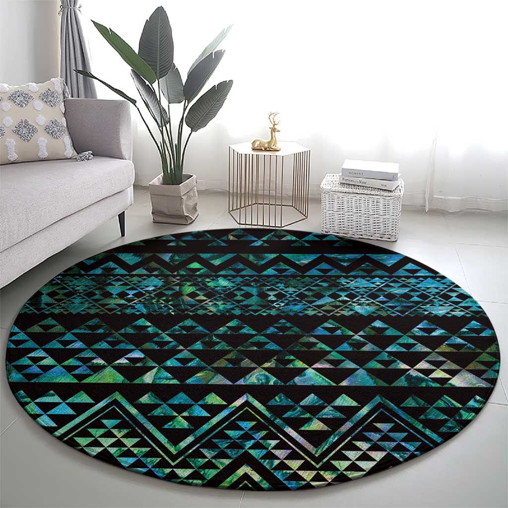 Maori Niho Taniwha Te Wheiao Round Carpet Paua Shell LT7 - Polynesian Pride