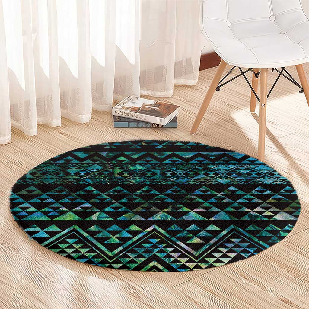Maori Niho Taniwha Te Wheiao Round Carpet Paua Shell LT7 - Polynesian Pride