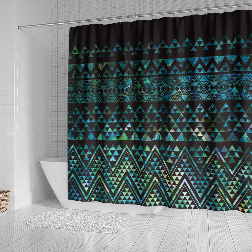 Maori Niho Taniwha Te Wheiao Shower Curtain Paua Shell - Polynesian Pride