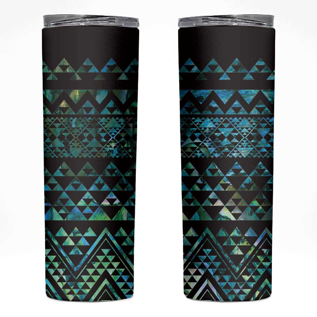 Maori Niho Taniwha Te Wheiao Skinny Tumbler Paua Shell - Polynesian Pride