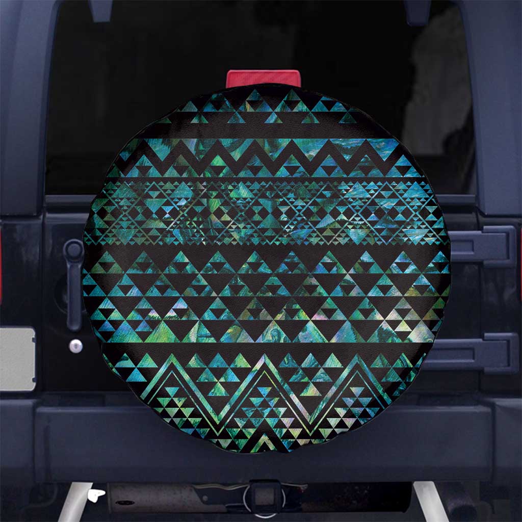 Maori Niho Taniwha Te Wheiao Spare Tire Cover Paua Shell LT7 No hole Colorful - Polynesian Pride