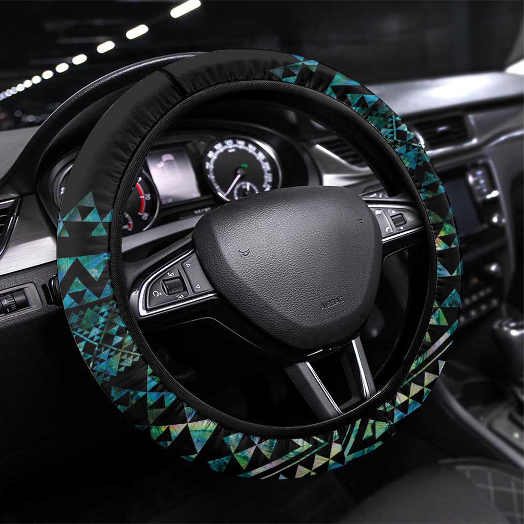 Maori Niho Taniwha Te Wheiao Steering Wheel Cover Paua Shell LT7 Universal Fit Colorful - Polynesian Pride