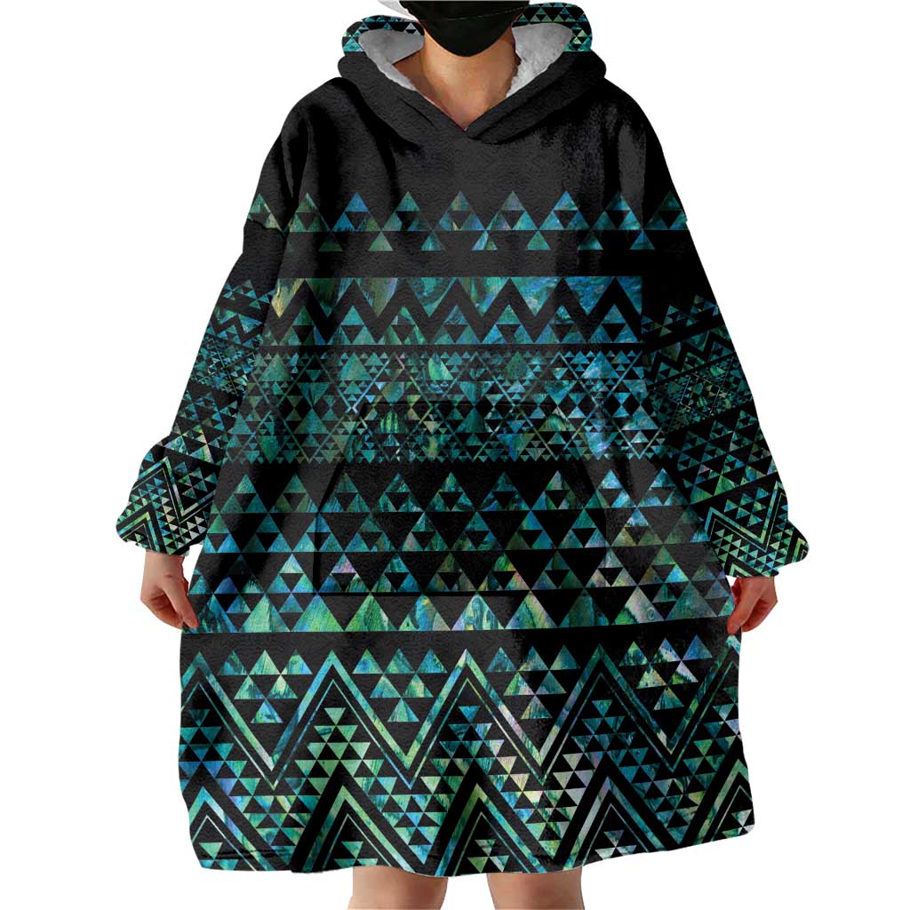 Maori Niho Taniwha Te Wheiao Wearable Blanket Hoodie Paua Shell LT7 - Polynesian Pride