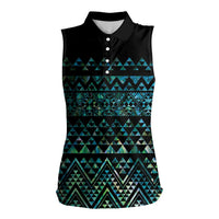 Maori Niho Taniwha Te Wheiao Women Sleeveless Polo Shirt Paua Shell - Polynesian Pride