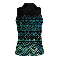 Maori Niho Taniwha Te Wheiao Women Sleeveless Polo Shirt Paua Shell - Polynesian Pride
