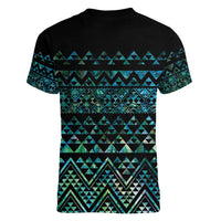 Maori Niho Taniwha Te Wheiao Women V-Neck T-Shirt Paua Shell LT7 - Polynesian Pride