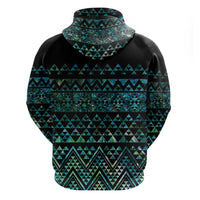 Maori Niho Taniwha Te Wheiao Zip Hoodie Paua Shell - Polynesian Pride