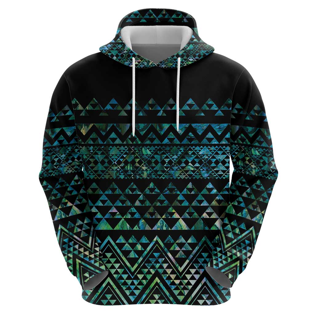 Maori Niho Taniwha Te Wheiao Zip Hoodie Paua Shell - Polynesian Pride
