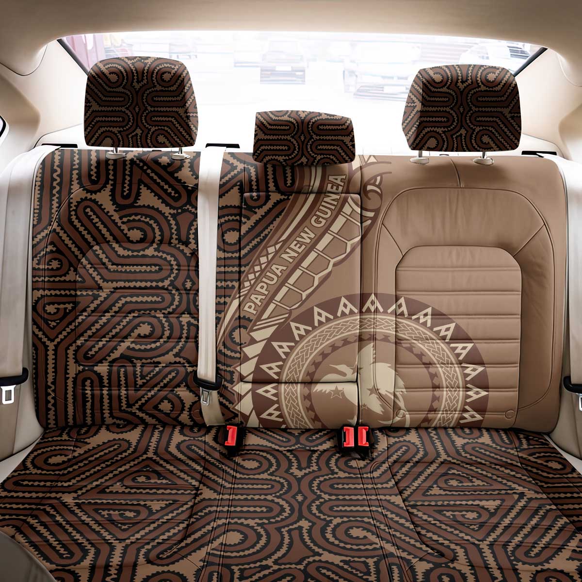 Papua New Guinea Oro Tapa Motif Back Car Seat Cover Classic LT7 - Polynesian Pride