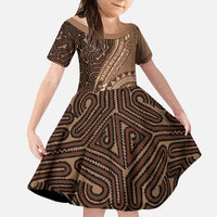Papua New Guinea Oro Tapa Motif Family Matching Mermaid Dress and Hawaiian Shirt Classic LT7 Daughter's Dress Brown - Polynesian Pride
