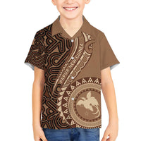 Papua New Guinea Oro Tapa Motif Family Matching Tank Maxi Dress and Hawaiian Shirt Classic LT7 Son's Shirt Brown - Polynesian Pride