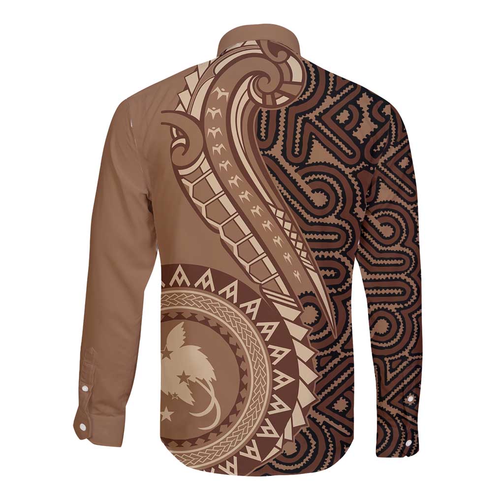 Papua New Guinea Oro Tapa Motif Long Sleeve Button Shirt Classic LT7 - Polynesian Pride