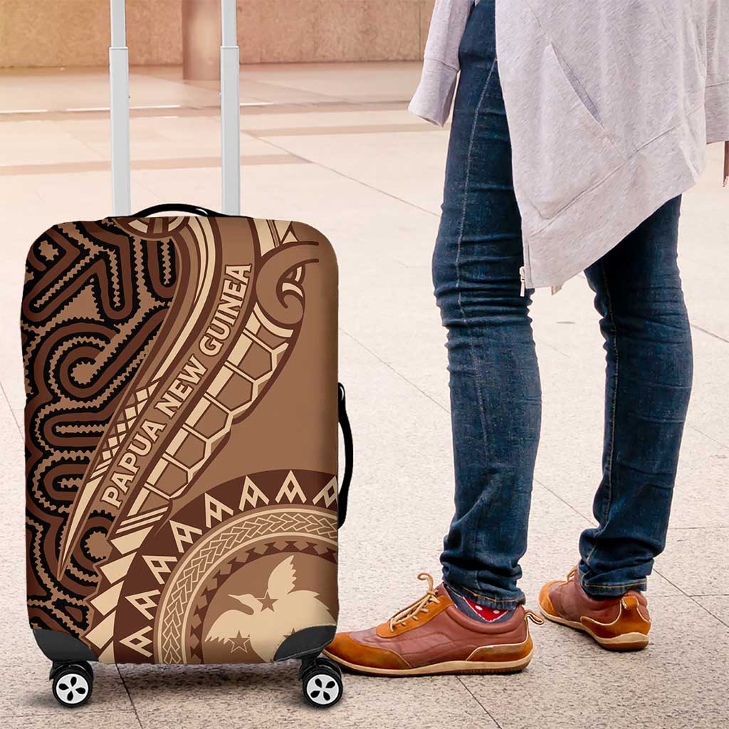 Papua New Guinea Oro Tapa Motif Luggage Cover Classic LT7 Brown - Polynesian Pride