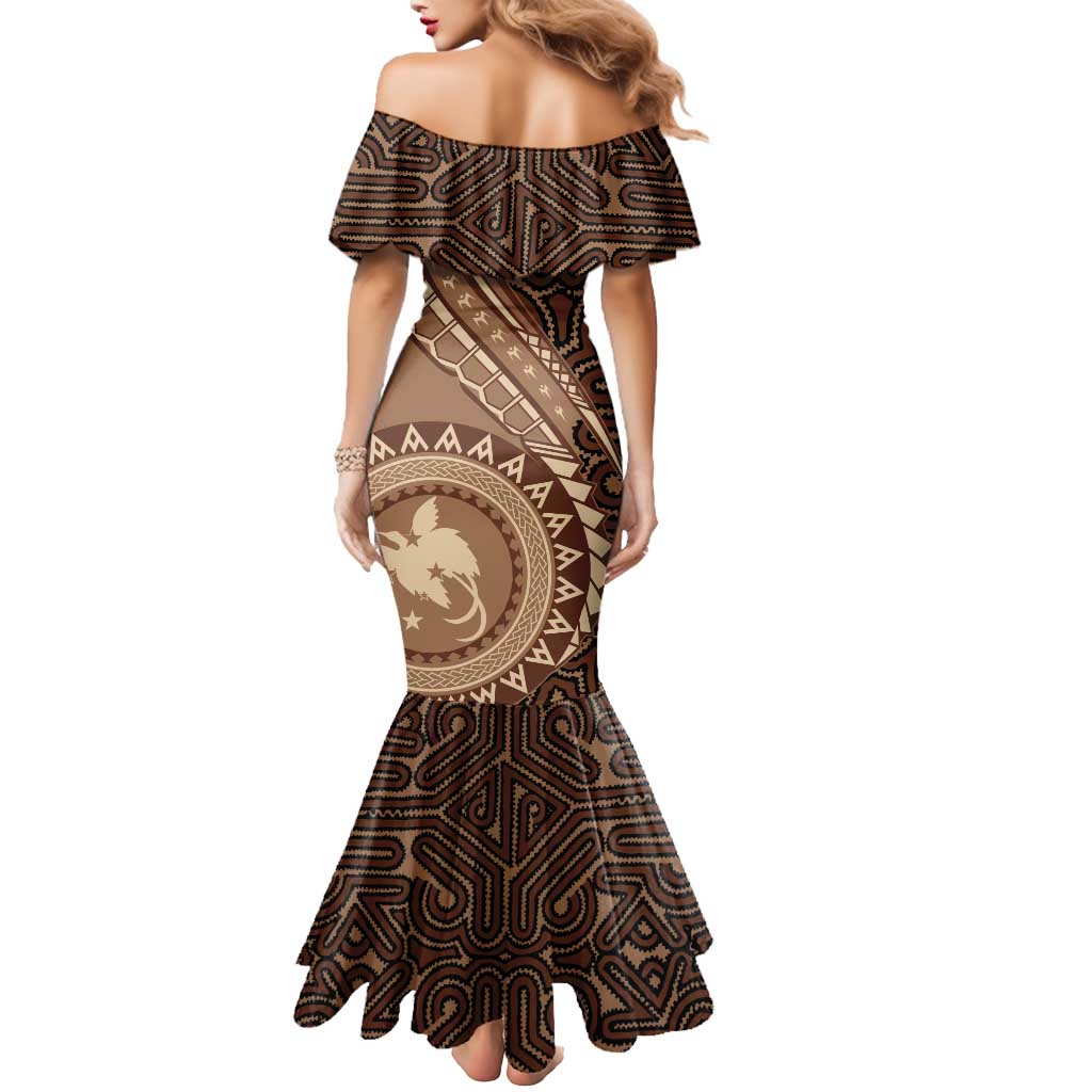 Papua New Guinea Oro Tapa Motif Mermaid Dress Classic LT7 - Polynesian Pride