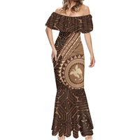 Papua New Guinea Oro Tapa Motif Mermaid Dress Classic LT7 - Polynesian Pride