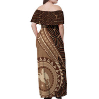 Papua New Guinea Oro Tapa Motif Off Shoulder Maxi Dress Classic LT7 - Polynesian Pride