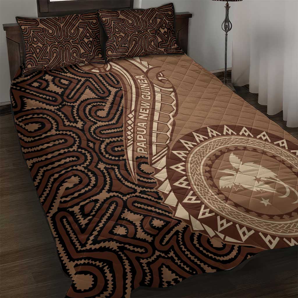 Papua New Guinea Oro Tapa Motif Quilt Bed Set Classic LT7 Brown - Polynesian Pride