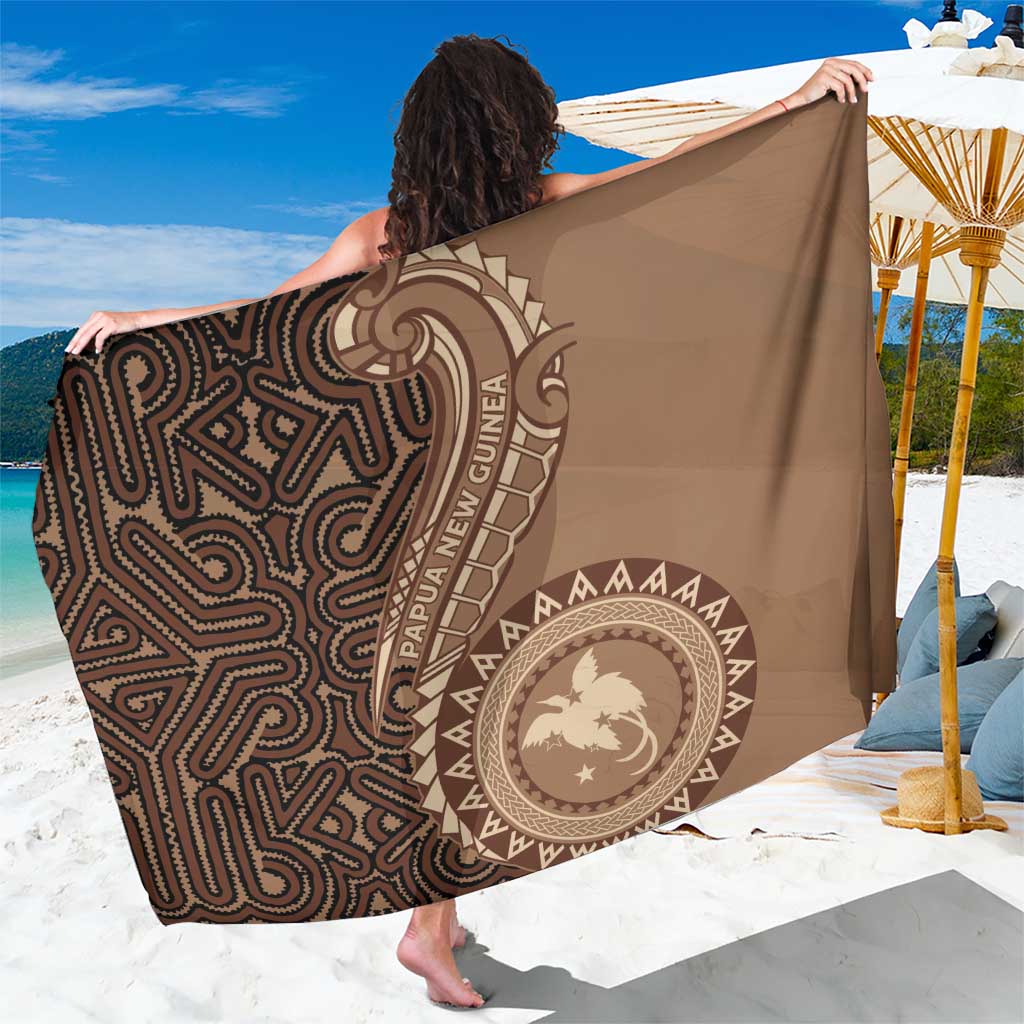 Papua New Guinea Oro Tapa Motif Sarong Classic LT7 One Size 44 x 66 inches Brown - Polynesian Pride