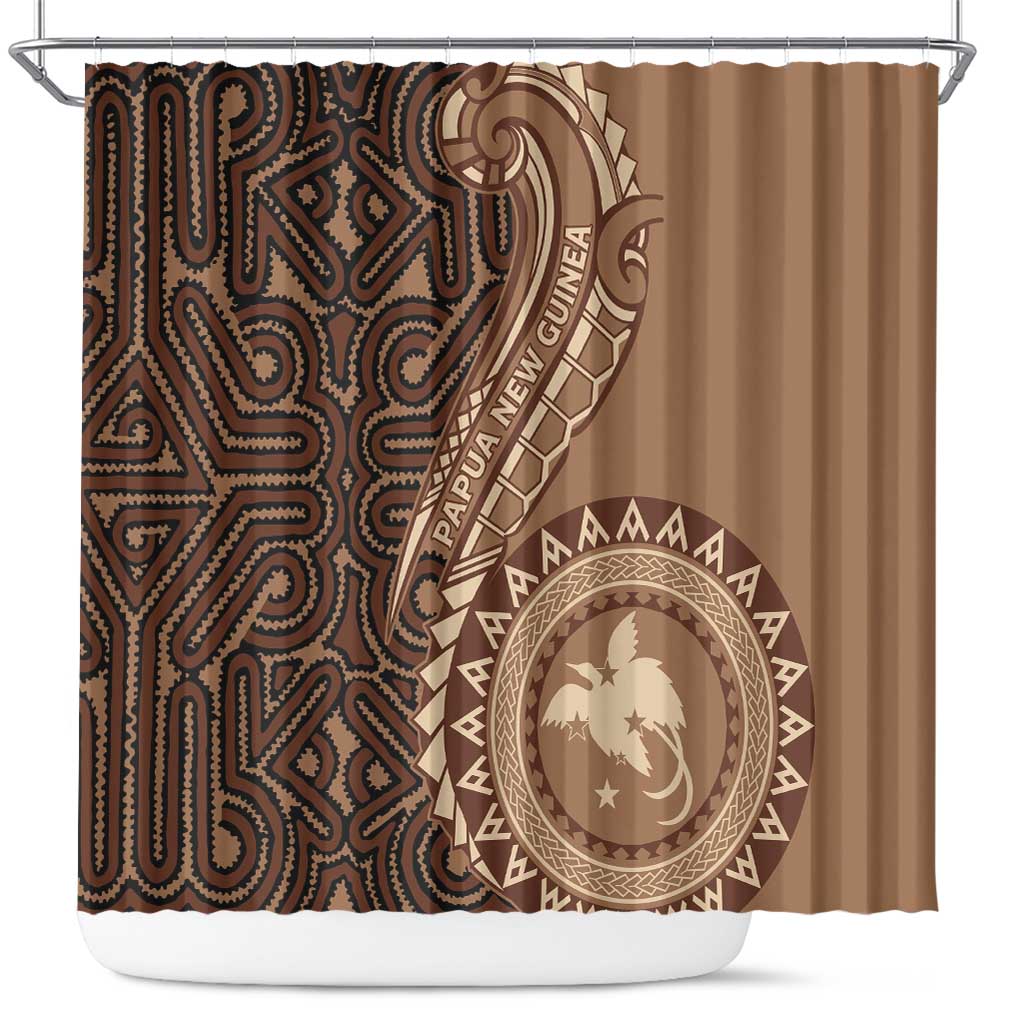 Papua New Guinea Oro Tapa Motif Shower Curtain Classic LT7 Brown - Polynesian Pride