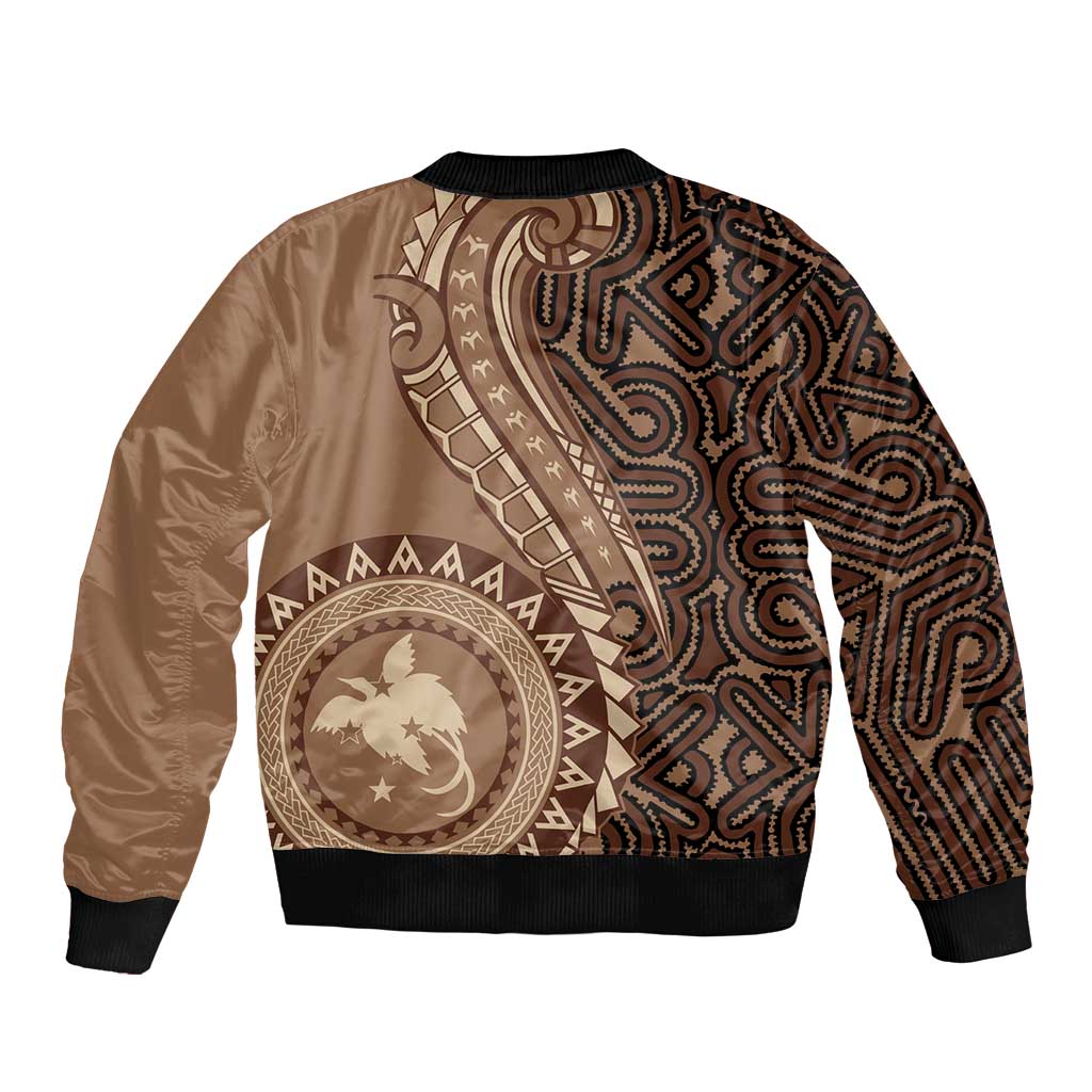 Papua New Guinea Oro Tapa Motif Sleeve Zip Bomber Jacket Classic