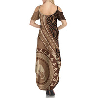 Papua New Guinea Oro Tapa Motif Summer Maxi Dress Classic LT7 - Polynesian Pride