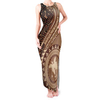 Papua New Guinea Oro Tapa Motif Tank Maxi Dress Classic LT7 Women Brown - Polynesian Pride