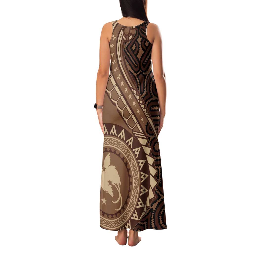 Papua New Guinea Oro Tapa Motif Tank Maxi Dress Classic LT7 - Polynesian Pride