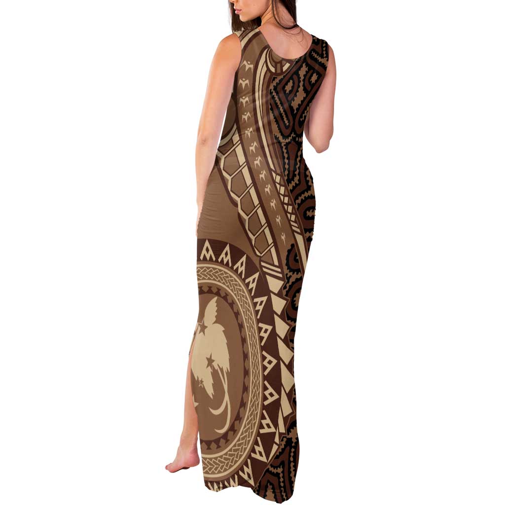 Papua New Guinea Oro Tapa Motif Tank Maxi Dress Classic LT7 - Polynesian Pride