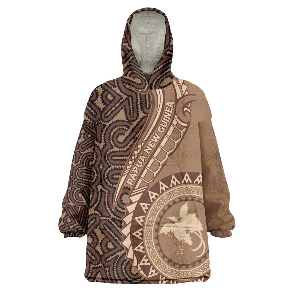 Papua New Guinea Oro Tapa Motif Wearable Blanket Hoodie Classic LT7 One Size Brown - Polynesian Pride