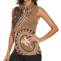 Papua New Guinea Oro Tapa Motif Women Sleeveless Polo Shirt Classic