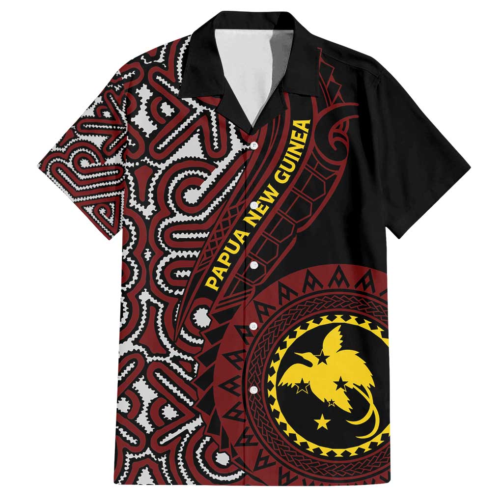 Papua New Guinea Oro Tapa Motif Family Matching Tank Maxi Dress and Hawaiian Shirt Special LT7 Dad's Shirt - Short Sleeve Black - Polynesian Pride