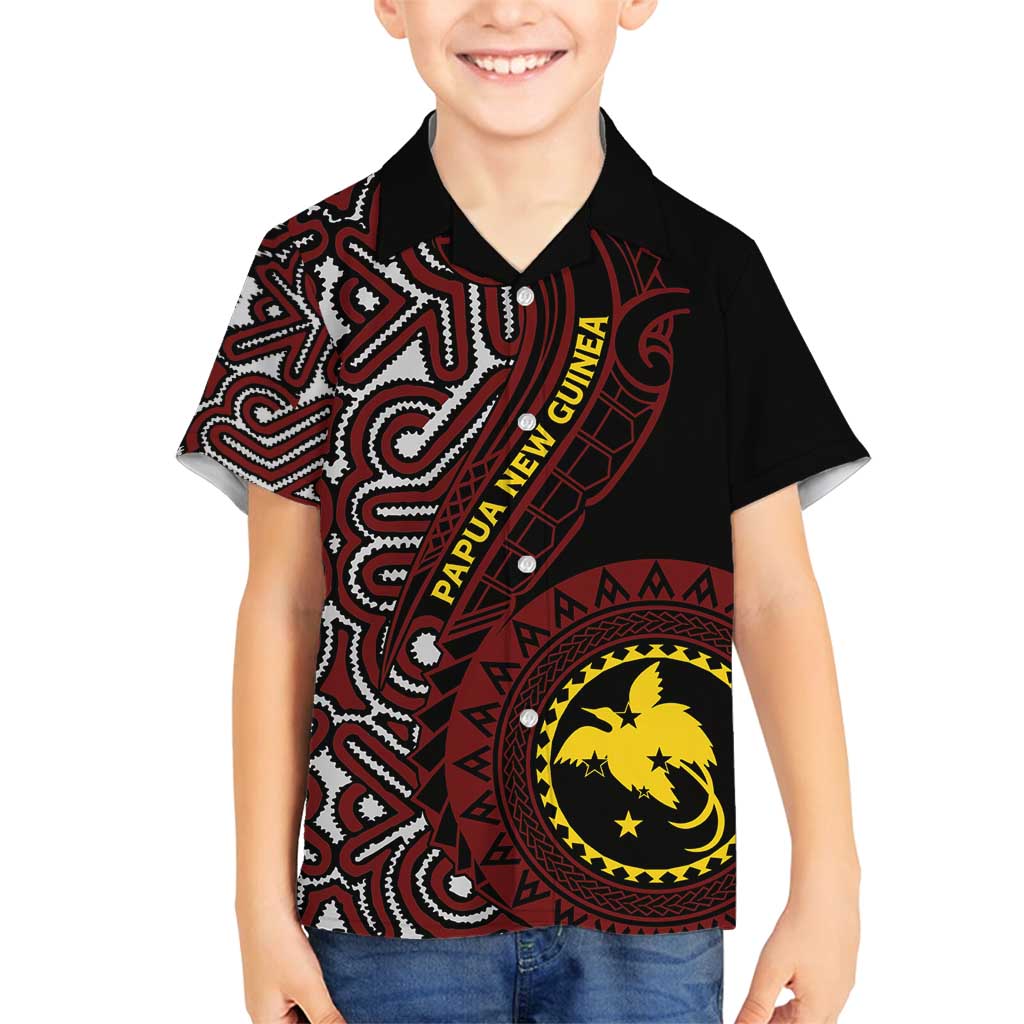 Papua New Guinea Oro Tapa Motif Family Matching Tank Maxi Dress and Hawaiian Shirt Special LT7 Son's Shirt Black - Polynesian Pride
