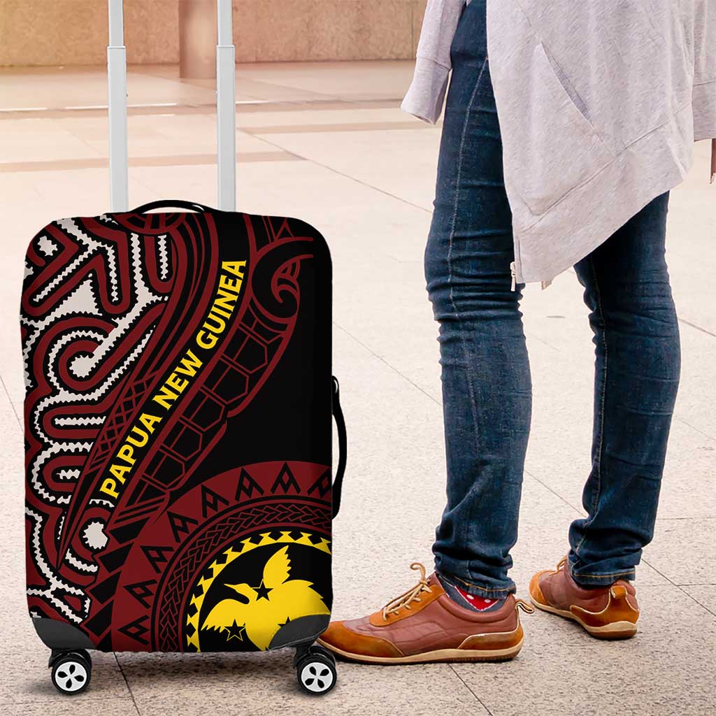 Papua New Guinea Oro Tapa Motif Luggage Cover Special LT7 Black - Polynesian Pride