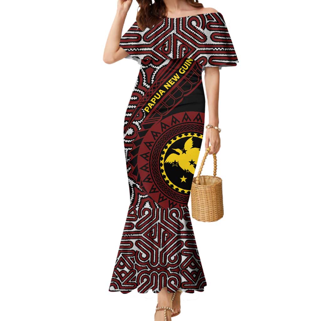 Papua New Guinea Oro Tapa Motif Mermaid Dress Special LT7 Women Black - Polynesian Pride