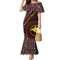 Papua New Guinea Oro Tapa Motif Mermaid Dress Special LT7 Women Black - Polynesian Pride