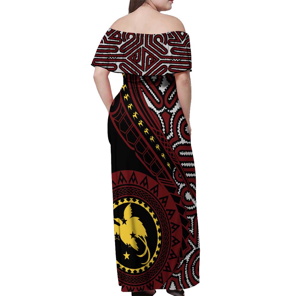 Papua New Guinea Oro Tapa Motif Off Shoulder Maxi Dress Special LT7 - Polynesian Pride