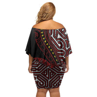 Papua New Guinea Oro Tapa Motif Off Shoulder Short Dress Special LT7 - Polynesian Pride