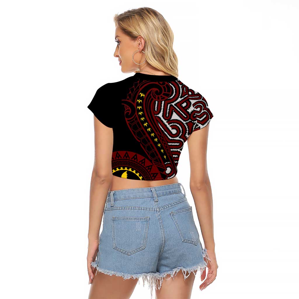Papua New Guinea Oro Tapa Motif Raglan Cropped T Shirt Special